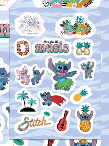 Disney 8 piezas Pegatinas de Lilo y Stitch ¡Rompecabezas DIY! Decoración de dibujos animados impermeables de PVC para equipaje, guitarra, vaso de agua, estuche de teléfono, computadora portátil, regalo