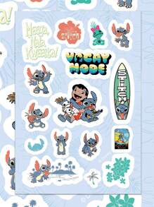 Disney 8 piezas Pegatinas de Lilo y Stitch ¡Rompecabezas DIY! Decoración de dibujos animados impermeables de PVC para equipaje, guitarra, vaso de agua, estuche de teléfono, computadora portátil, regalo