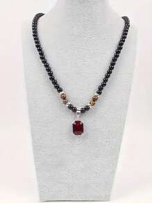 1pc Men's Simple Stylish Tiger Stone Beaded Necklace, Clavicle Chain Accessories For Men Christmas New Year Valentine's Day Holiday Gift