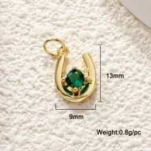 Delicado collar con colgante en forma de herradura de circonita, accesorios de joyería DIY para mujeres, colgante de cobre chapado en oro con circonita colorida, pulsera de , regalo para novia, amiga