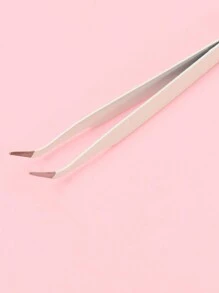 White Minimalist Eyelash Tweezers, Straight And Angled Tips, Two Styles Available, Finely Designed To Meet Various Needs. Thickened Steel Material, High Hardness, Good Elasticity, Durable. Comes With Protective Cover To Avoid Hand Injury. Comfortable Fit. - White - View 8