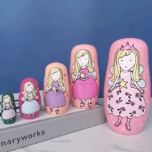 1 件俄罗斯风格天使公主嵌套饰品，5 层俄罗斯套娃饰品，女孩生日礼物，家居和派对装饰