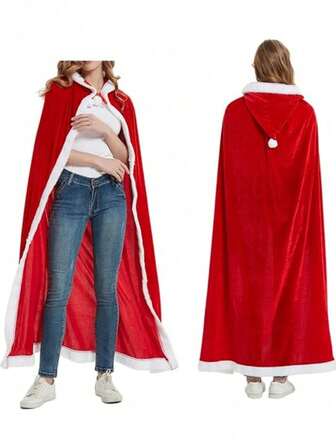 2 件圣诞斗篷化妆舞会披风，红色成人服装