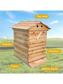 7Pcs Auto Honey Bee Hive Beehive Frames + Beekeeping Brood Wooden Bee House Box - Màu gỗ - Xem 2