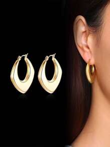 6 Cặp Bông Tai Vòng Thép Không Gỉ Thời Trang Tối Giản Cho Phụ Nữ Trong Cuộc Sống Hàng Ngày - Vàng - Xem 5