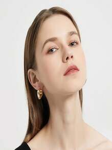 6 Cặp Bông Tai Vòng Thép Không Gỉ Thời Trang Tối Giản Cho Phụ Nữ Trong Cuộc Sống Hàng Ngày - Vàng - Xem 2