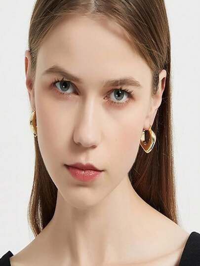 6 Pairs Fashion Stainless Steel Minimalist Hoop Earrings For Women For Daily Life