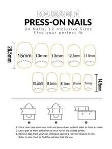 24pcs Shiny Light Blue Tie Dye To Navy Blue Gradient False Nails, Medium Length Artificial Nails - Dusty Blue - View 6