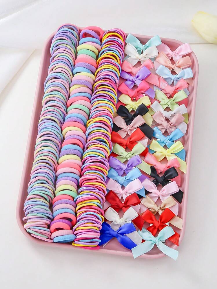 265pcs/Set Girls Simple Basic Princess Hair Scrunchies, Fabric Bow Hair Clips, Hair Accessories Combo Set, Suitable For Daily Use And Gift - Multicolor - View 2