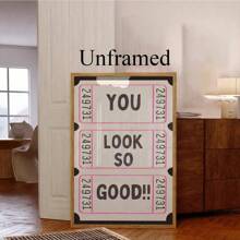 你看起来真好时尚票根墙壁艺术，多巴胺装饰浴室墙壁艺术印刷品，卧室装饰，50*70cm（20*28）无框 - A - 查看 8