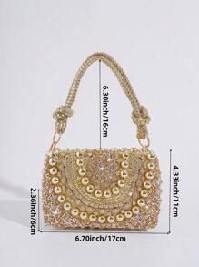 Sparkling Rhinestone Decorated Handbag, Elegant Evening Clutch Purse, Fashionable Formal Party Bag For Women, Glamorous Rhinestone Bag