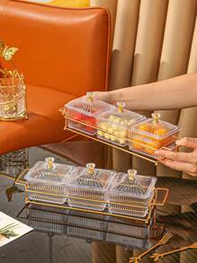 1 set de botes de almacenamiento y bandejas de plástico de uso múltiple, organizador de almacenamiento para la cocina del hogar - Multicolor - Ver 2