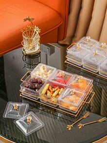 1 set de botes de almacenamiento y bandejas de plástico de uso múltiple, organizador de almacenamiento para la cocina del hogar - Multicolor - Ver 7