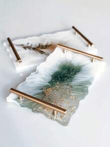 Khuôn khay silicon hình chữ nhật lớn - Khuôn đúc nhựa phẳng sâu có tay cầm màu vàng/bạc - Lý tưởng để trưng bày đồ trang sức, nghệ thuật nhựa và các dự án thủ công - Nhiều màu - Xem 5