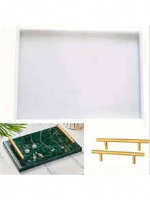 Khuôn khay silicon hình chữ nhật lớn - Khuôn đúc nhựa phẳng sâu có tay cầm màu vàng/bạc - Lý tưởng để trưng bày đồ trang sức, nghệ thuật nhựa và các dự án thủ công - Nhiều màu - Xem 7