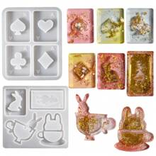 1pc 4-In-1 Playing Card Pendant Silicone Mold, DIY Resin Crystal Epoxy Jewelry Making Mold