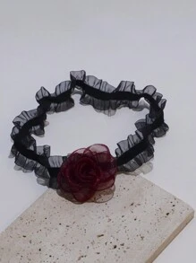 1 件时尚性感黑色蕾丝哥特式浪漫婚礼新娘伴娘红玫瑰吸血鬼服装腿吊袜带大腿链身体首饰万圣节情人节