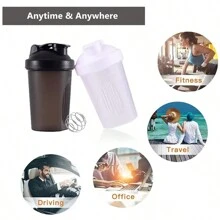 1 Pieza Botella agitadora de proteínas, mejor taza agitadora(Clásico asa superior y bola mezcladora), Botella de agua de cocina (16oz-400ml-1 Paquete, Tapa negra/Body negro)