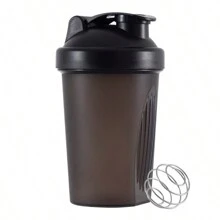1 Pieza Botella agitadora de proteínas, mejor taza agitadora(Clásico asa superior y bola mezcladora), Botella de agua de cocina (16oz-400ml-1 Paquete, Tapa negra/Body negro)