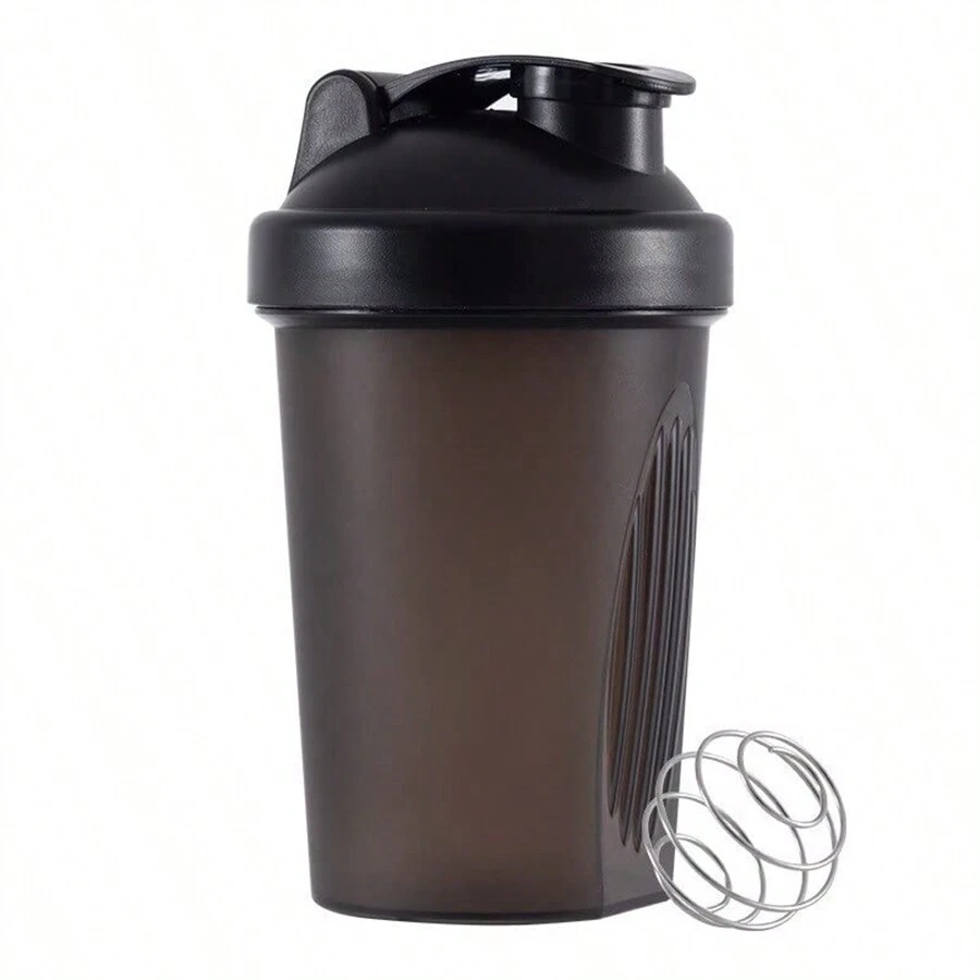 1 Pieza Botella agitadora de proteínas, mejor taza agitadora(Clásico asa superior y bola mezcladora), Botella de agua de cocina (16oz-400ml-1 Paquete, Tapa negra/Body negro)