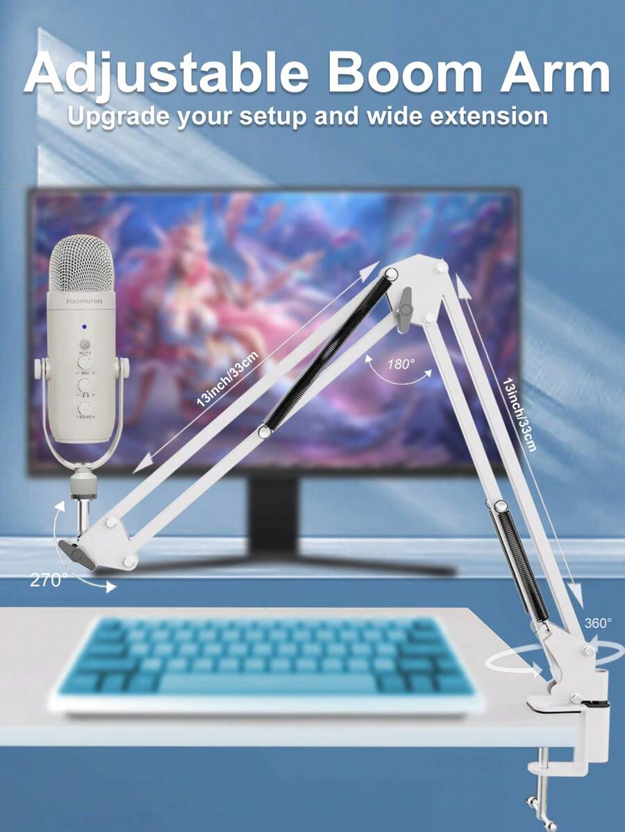 Haomuren Haomuren USBMikrofon mit SchwenkarmStänder für PC, Gaming