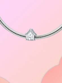 Silver Plated Charm Love Little House Flower Beads Charm Pendant Ball Suitable For Bracelets DIY Women's Jewelry