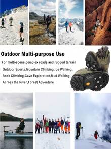 1 par de grampos de sapato antiderrapantes universais com pontas, pontas de tração no gelo com pinos de aço, aderência no gelo e na neve para caminhada, corrida, trilha, caça, pesca