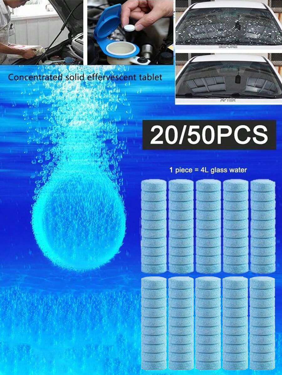 20/50PCS Car Cleaning Effervescent Tablet Glass Water Car Cleaner Solid Super Concentrated Wiper Blade Stain Remover Car Cleaning Tool