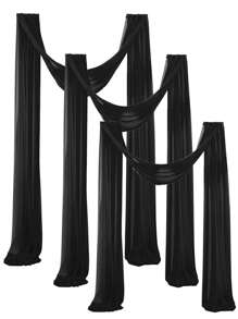 1pc Pearl Chiffon Fabric, Solid Color Suitable For Wedding, Party, Easter Backdrop, DIY - Pearl Chiffon Black - View 1