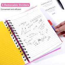 5 Subject Notebook College Ruled Spiral Notebook 5x7 With Divider Tabs, 220 Pages Lined Spiral Notebook For Women, Small Notebook For Work, A5 Spiral Notebook For Note Taking, School,Cover Number 5 Random Color - Multicolor - View 4