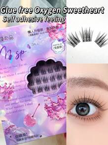 大容量、无粘合剂、12-13 毫米自粘式氧气糖果假睫毛，自然单簇，易于初学者和懒散人士使用，卡通睫毛睫毛簇、睫毛簇、单根睫毛、睫毛、假睫毛 - D - 查看 3