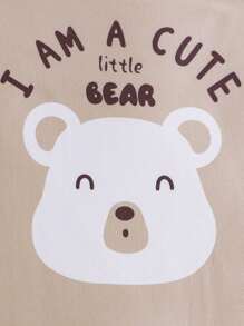 2件装男婴可爱卡通熊印花连体衣，四季皆宜 - 棕色 - 查看 5