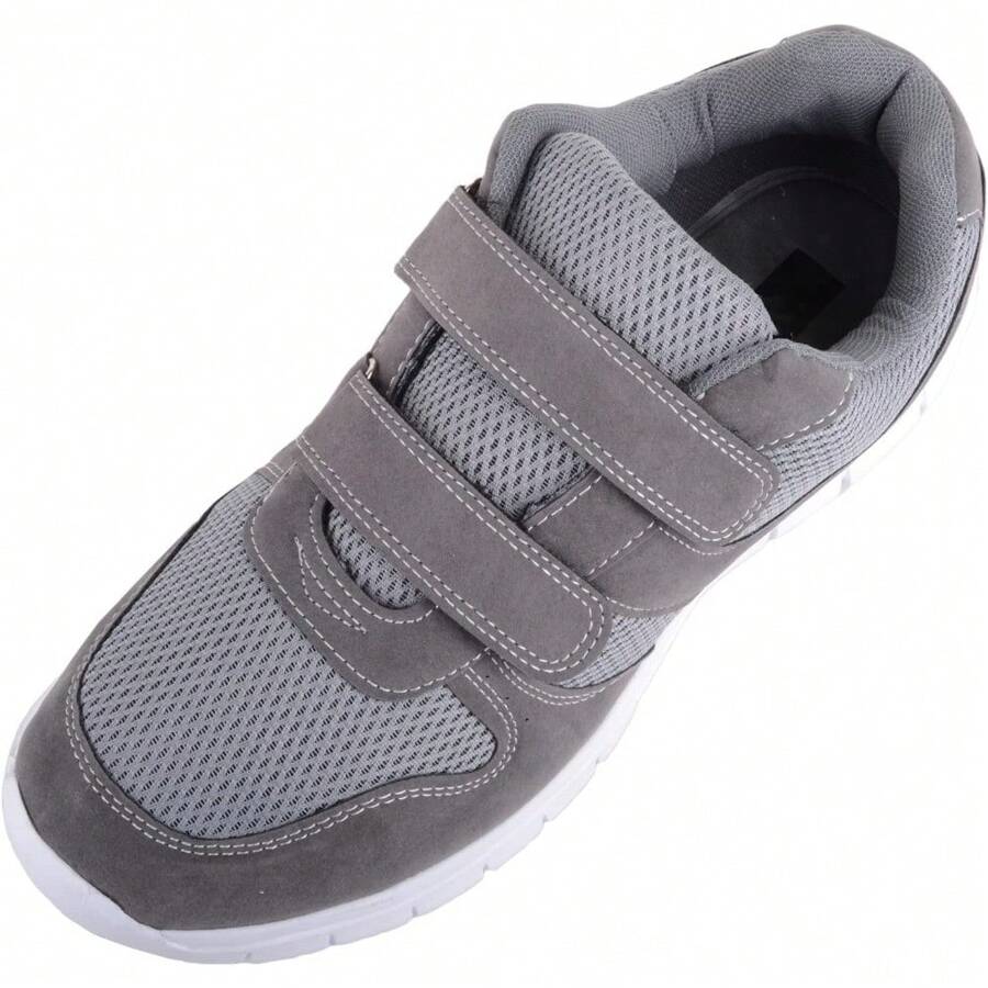 Mens Touch And Close Wide Fit Active Wear Exercise Sports Trainers Sneakers - Grey - View 1