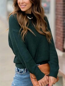 European & American Fashionable Casual Knit Sweater Women Loose Pullover