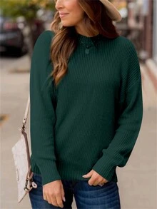 European & American Fashionable Casual Knit Sweater Women Loose Pullover