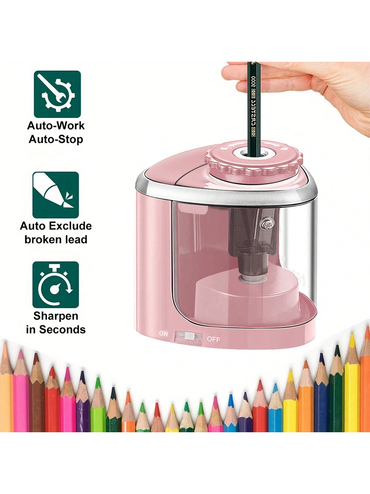 مبراة قلم كهربائية تلقائية للمكتب – مناسبة للأقلام...