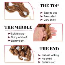 1包预拉伸法式卷发编发，24英寸，100克/包，蓬松波浪弹性编发，预拉伸Yaki卷发编发，女士适用（#30） - 駝色 - 查看 6