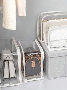 1 件透明手提包防尘罩袋,衣柜悬挂式收纳架,每个包的便携式防尘袋,透明防尘袋透明钱包收纳袋,手提包防尘袋,透明手提包收纳袋防尘钱包保护袋,带拉链封口 - 白色 - 查看 12