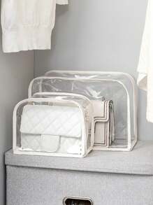 1 件透明手提包防尘罩袋,衣柜悬挂式收纳架,每个包的便携式防尘袋,透明防尘袋透明钱包收纳袋,手提包防尘袋,透明手提包收纳袋防尘钱包保护袋,带拉链封口 - 白色 - 查看 10