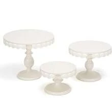 3Pcs Cake Stand, White/Gold Cake Stand Set Diameter 8" 10" 12", Perfect Dessert Table Display Set, Cupcake&Cake Stands For Party, Wedding, Birthday, Shower, Celebration - KemTrắng - Xem 4