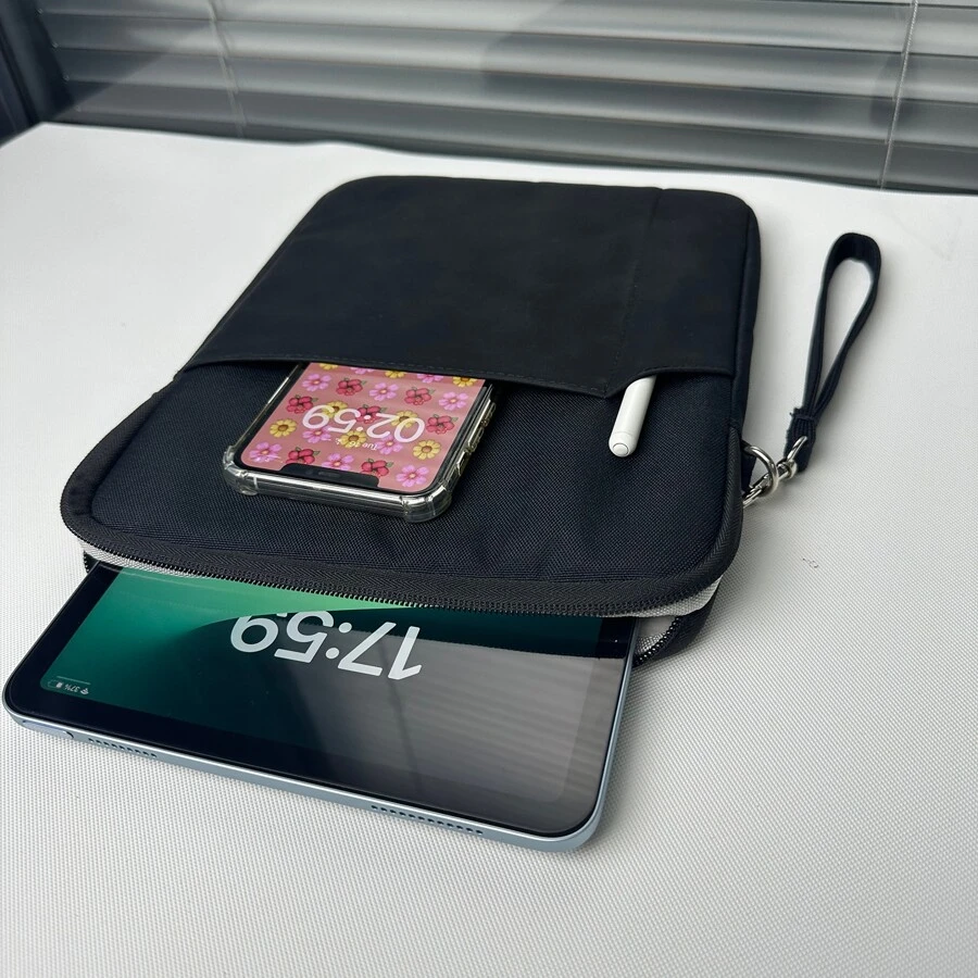 平板电脑便携包适用于 iPad、Kindle、三星 Galaxy 和 Android 平板电脑/平板电脑保护套适用于 7 ~ 8 / 9.7 ~ 11 / 12.9~13 英寸平板电脑防水带手柄和前袋（黑色）