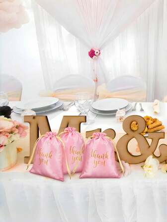 10 件套感谢抽绳袋、珠宝袋糖果袋，适用于感恩节、婚礼、婴儿洗礼、圣诞节、父亲节、母亲节