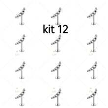 Kit 12 Piercing Labert Pin Push Plug Tragus, Helix Heart / Star / Moon, Stainless Steel Piercing - Kit 12  ( B ) - Xem 1