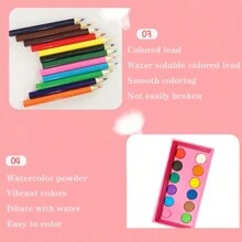 Kids Water Color Marker Set, Children's 42/150/208pcs Painting Brush Art Supplies For 6.1 Festival, Watercolor Pens & Wax Crayons For Preschool & Elementary Students
