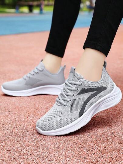 Zapatos Deportivos Casuales, Calzado Deportivo Casual De Bajo Perfil Para Mujer De Color Sólido, Ligero Y Sencillo, Calzado Informal Transpirable Con Tejido Para Mujer