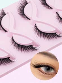 5 Pairs Of Slender Long Curly Fox Eye Manga Lashes Eyetail Elongated False Eyelashes 16mm