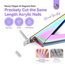 Saviland Acrylic Nail Cutters For Nail Tips: Chameleon Acrylic Nails Clipper With Sizer Magnets Nail Cutter 15PCS Sharp Nail Tech Supplies Nail Trimmer Manicure Tool Nail Accessories Women Salon Home - 紫色 - 查看 2