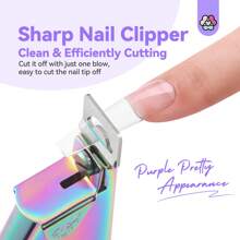 Saviland Acrylic Nail Cutters For Nail Tips: Chameleon Acrylic Nails Clipper With Sizer Magnets Nail Cutter 15PCS Sharp Nail Tech Supplies Nail Trimmer Manicure Tool Nail Accessories Women Salon Home - 紫色 - 查看 3