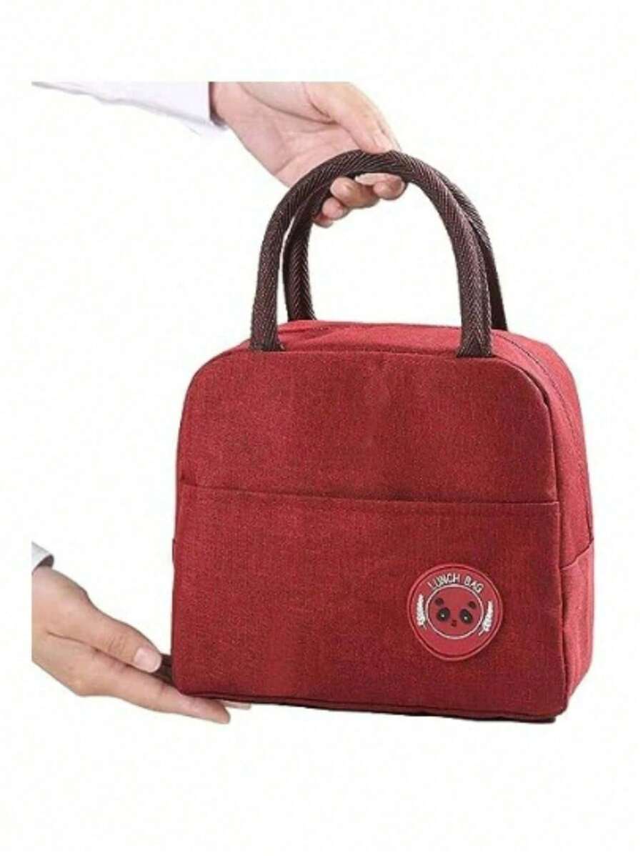 Unisex Nylon Waterproof Thermal Picnic Lunch Bag Gym Bag - 酒紅色 - 查看 1