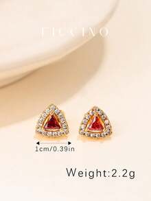 Bông tai hình tam giác FICCINO, mạ vàng với đá Cubic Zirconia màu, Bông tai thời trang nữ, Thanh lịch để đeo hàng ngày, Ngày tưởng niệm, Quà tặng ngày lễ có hộp đựng trang sức - 1490e - Xem 8